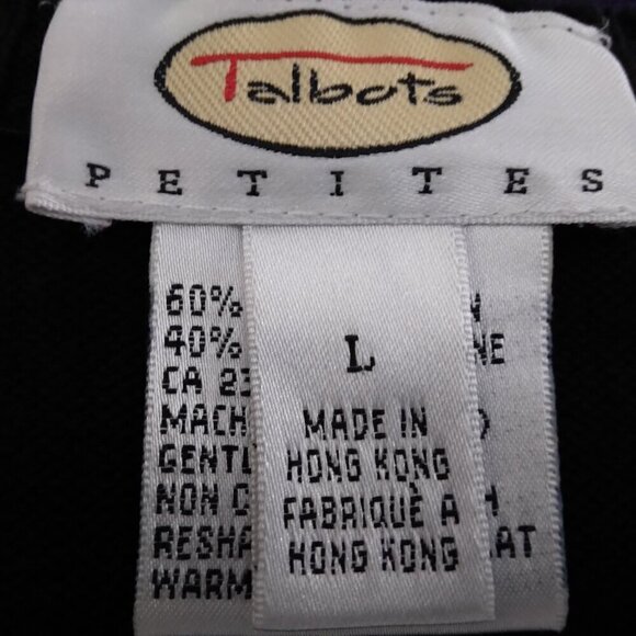 Talbots Petite | Black Knit Cardigan Sweater Classic Cotton Blend | Size LP - Picture 5 of 6